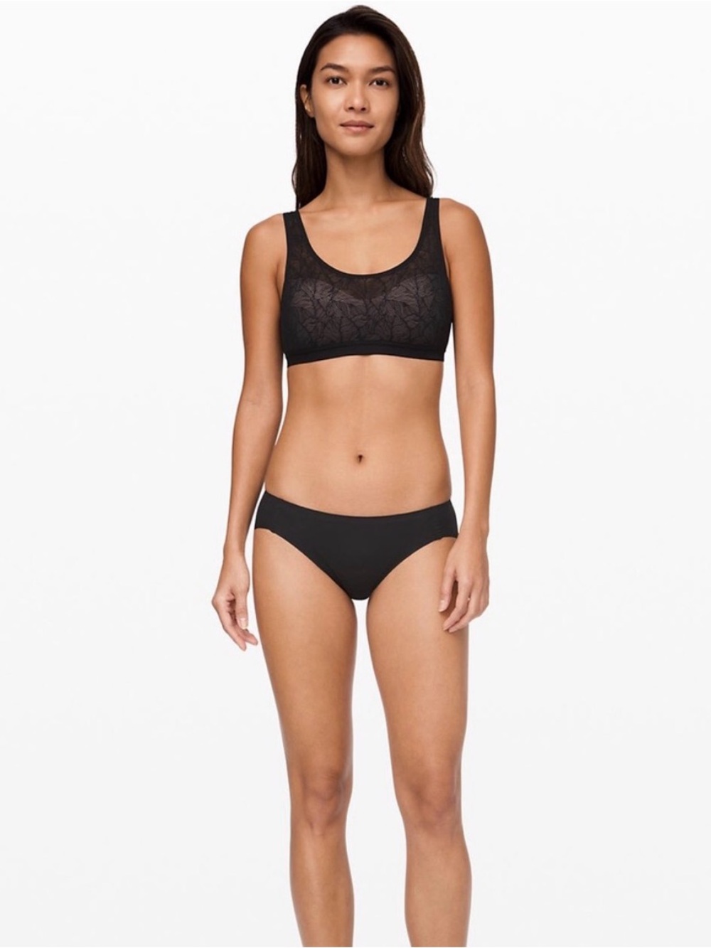 Black Floral Lace Scoop Neck Bralette - Picture 3 of 5